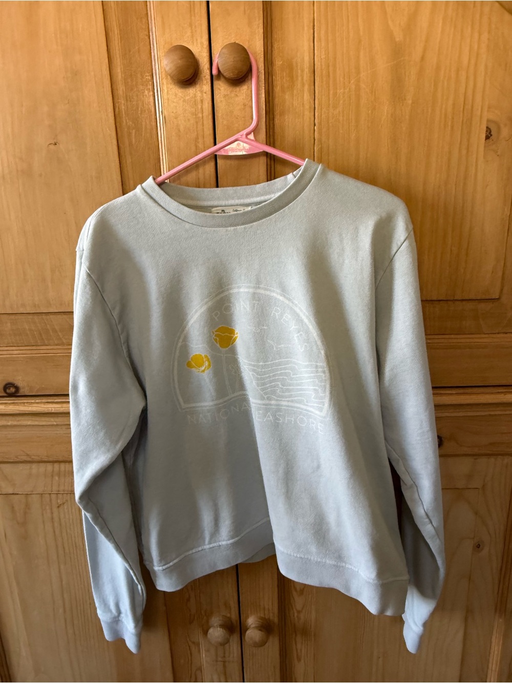 Point Reyes Graphic Sweatshirt Light Blue with Yellow Flower organic cotton Med